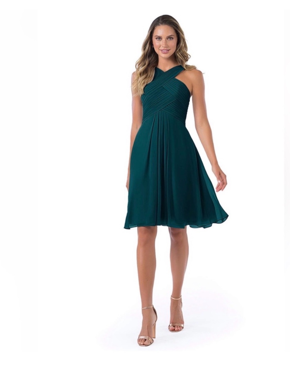 Azazie Amani Halter Top Midi Dress